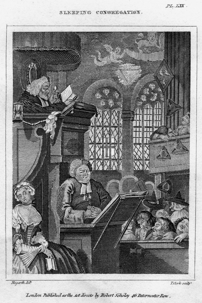 Sovende menighet, 1700-tallet. av Thomas Clerk