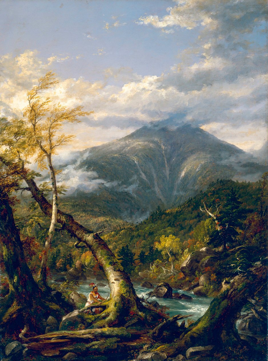 ""Indian Pass"" Torrent-landskap med amerikansk indianer - Maleri av Thomas Cole (1801-1848) - 1847 - Olje på lerret Dim 101x75 cm Museum of Fine Arts, Houston av Thomas Cole