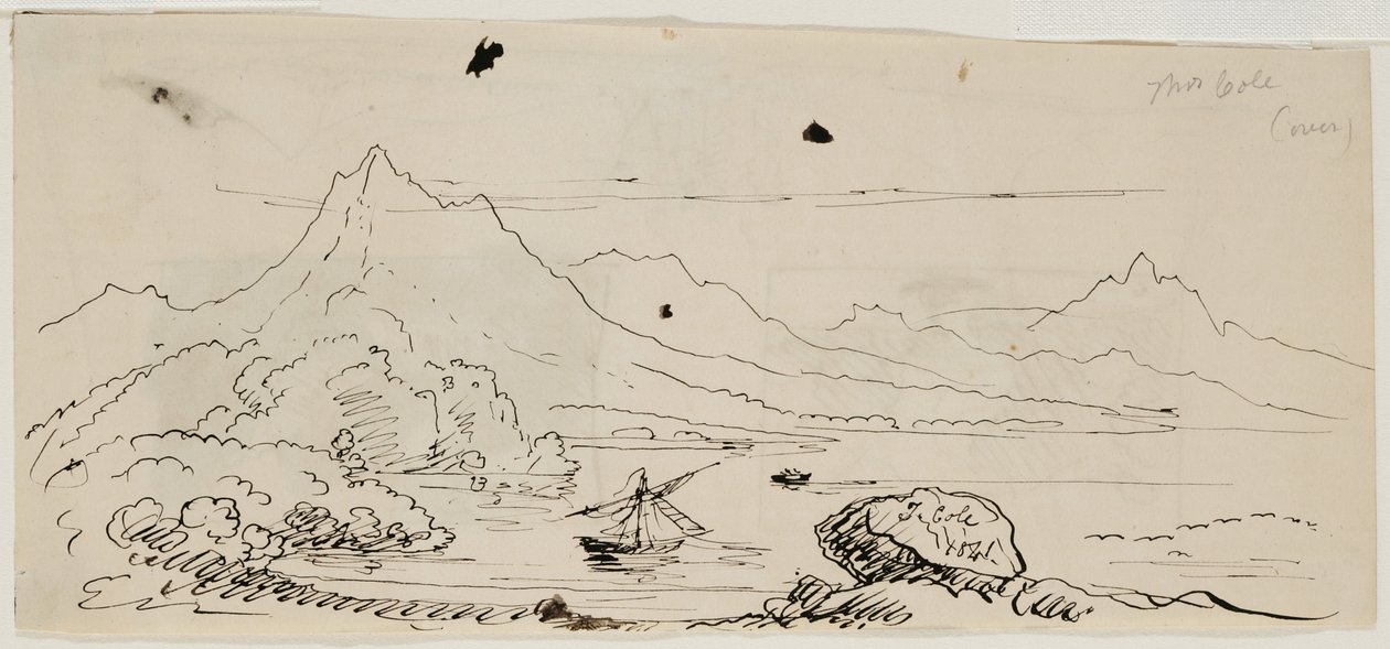 Landscape Sketch, 1841 (penn og svart blekk på kremvevet papir) av Thomas Cole