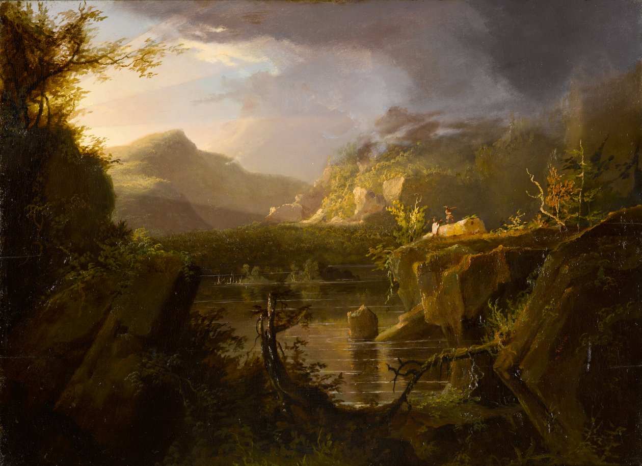 Romantisk landskap, ca. 1826 (olje på trepanel) av Thomas Cole