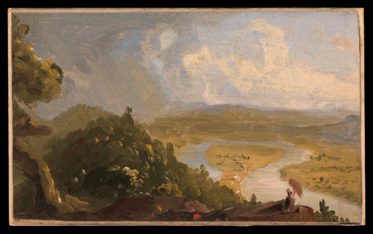 Skisse til Utsikt fra Mount Holyoke, Northampton, Massachusetts, etter et tordenvær (Elvesvingen) av Thomas Cole