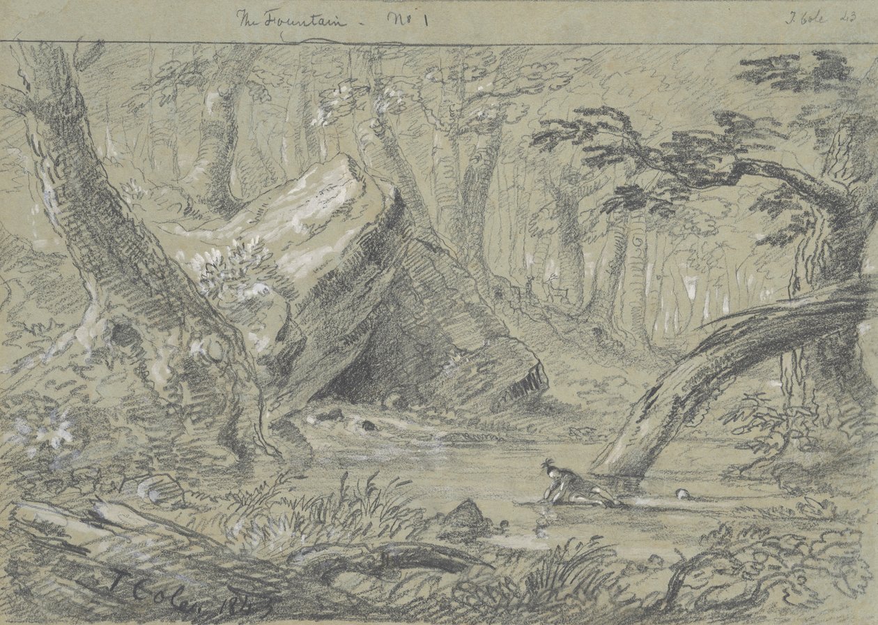 The Fountain, No. 1: The Wounded Indian Slaking His Death Thirst, 1843. av Thomas Cole