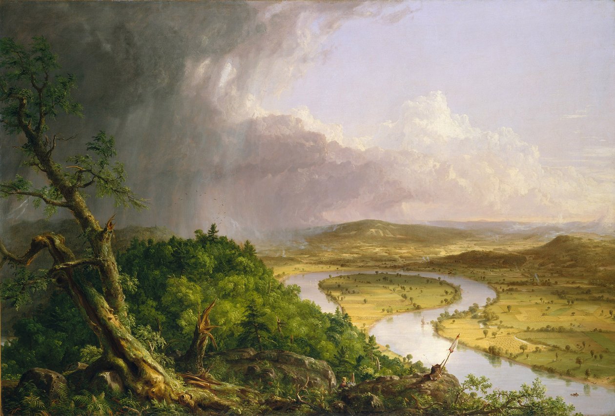 Utsikt fra Mount Holyoke, Northampton, Massachusetts, etter et tordenvær — The Oxbow av Thomas Cole