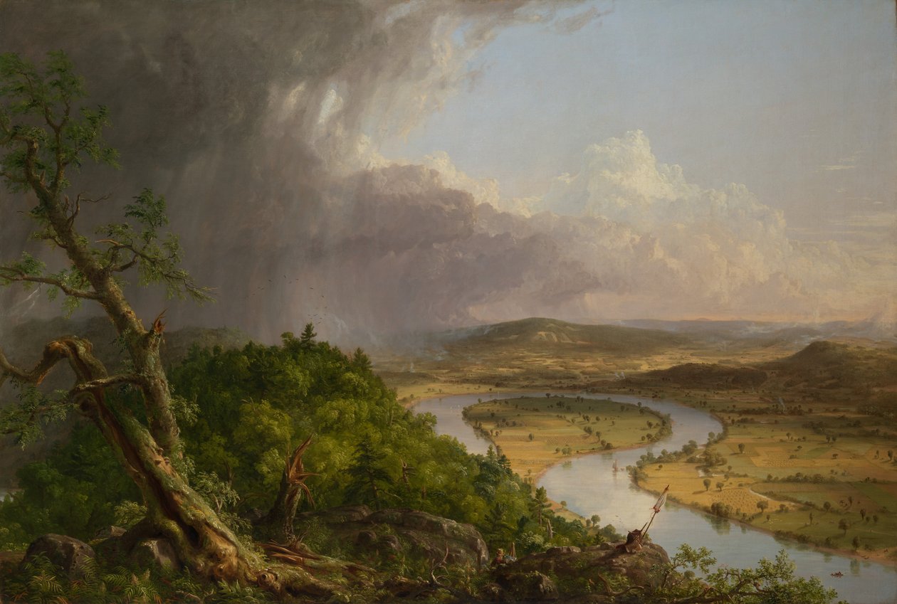 Utsikt fra Mount Holyoke, Northampton, Massachusetts, etter et tordenvær - The Oxbow, 1836. av Thomas Cole