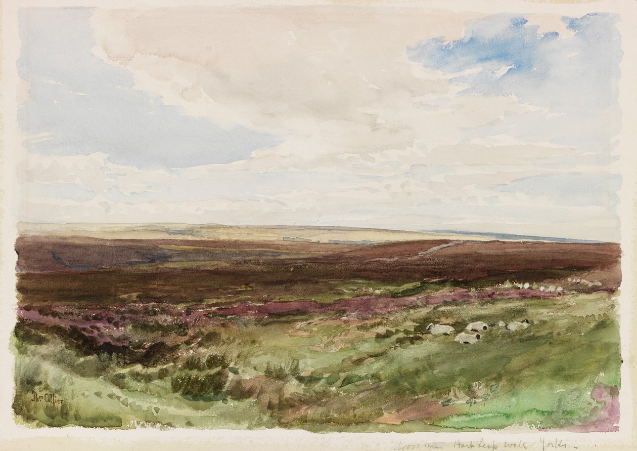 Moorland nær Hart Leap Well, Yorkshire (akvarell på papir) av Thomas Collier
