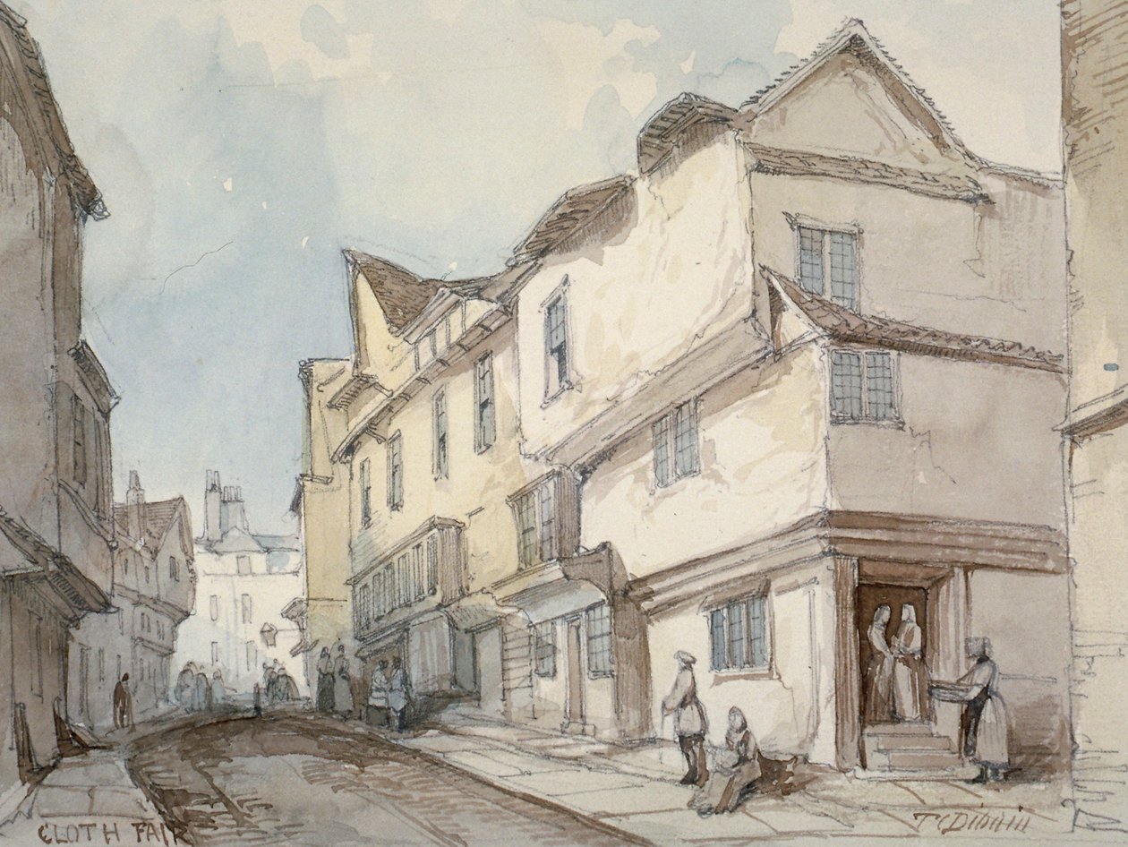 Cloth Fair, Smithfield, City of London, 1850 av Thomas Colman Dibdin