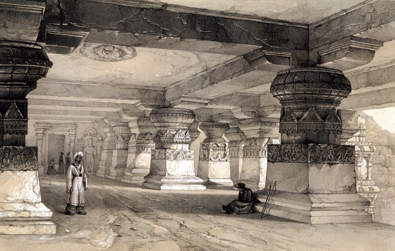 Det indre av Lanka, Ellora, India, 1845 av Thomas Colman Dibdin