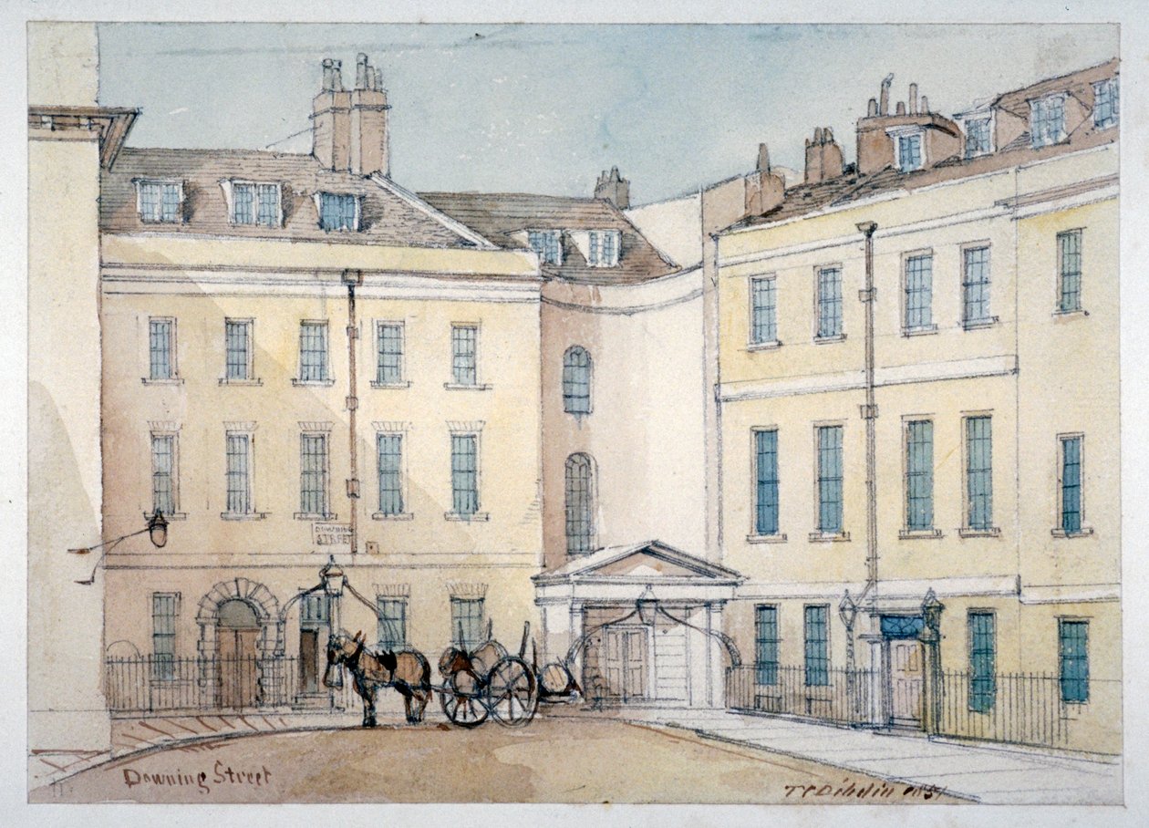 Utsikt over Downing Street, Westminster, London, 1851 av Thomas Colman Dibdin