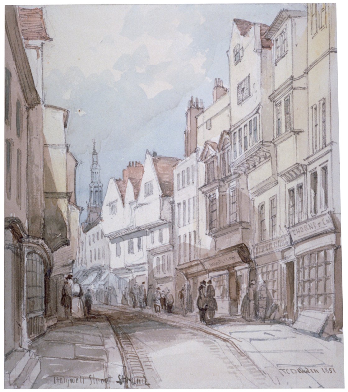 Utsikt over Holywell Street, Westminster, London, 1851. av Thomas Colman Dibdin