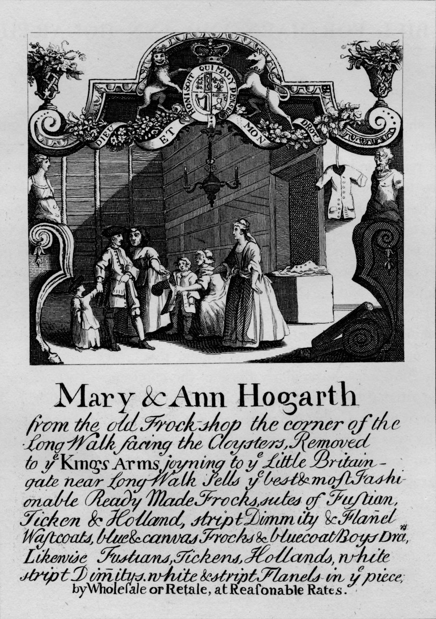 Byttekort for Mary og Ann Hogarths butikk, 1807, 1827. av Thomas Cook