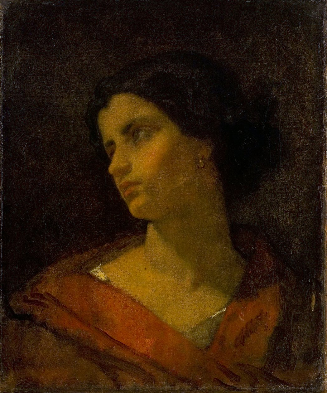 En kvinnes hode, studie av Thomas Couture