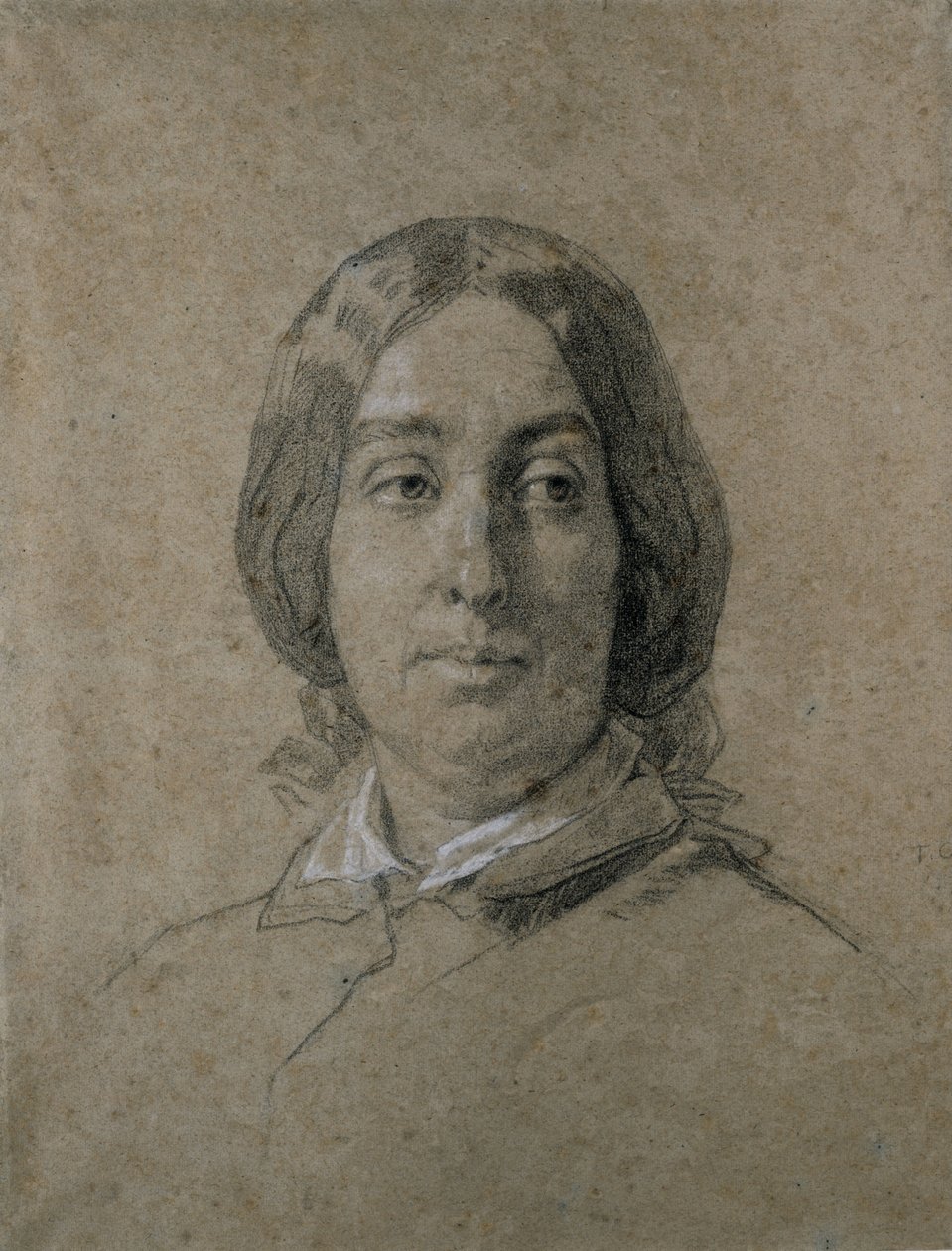 Portrett av George Sand. av Thomas Couture