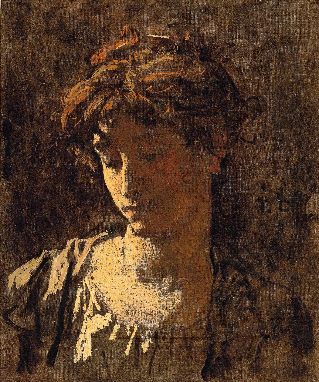 Portrett av en kvinne (olje på lerret) av Thomas Couture