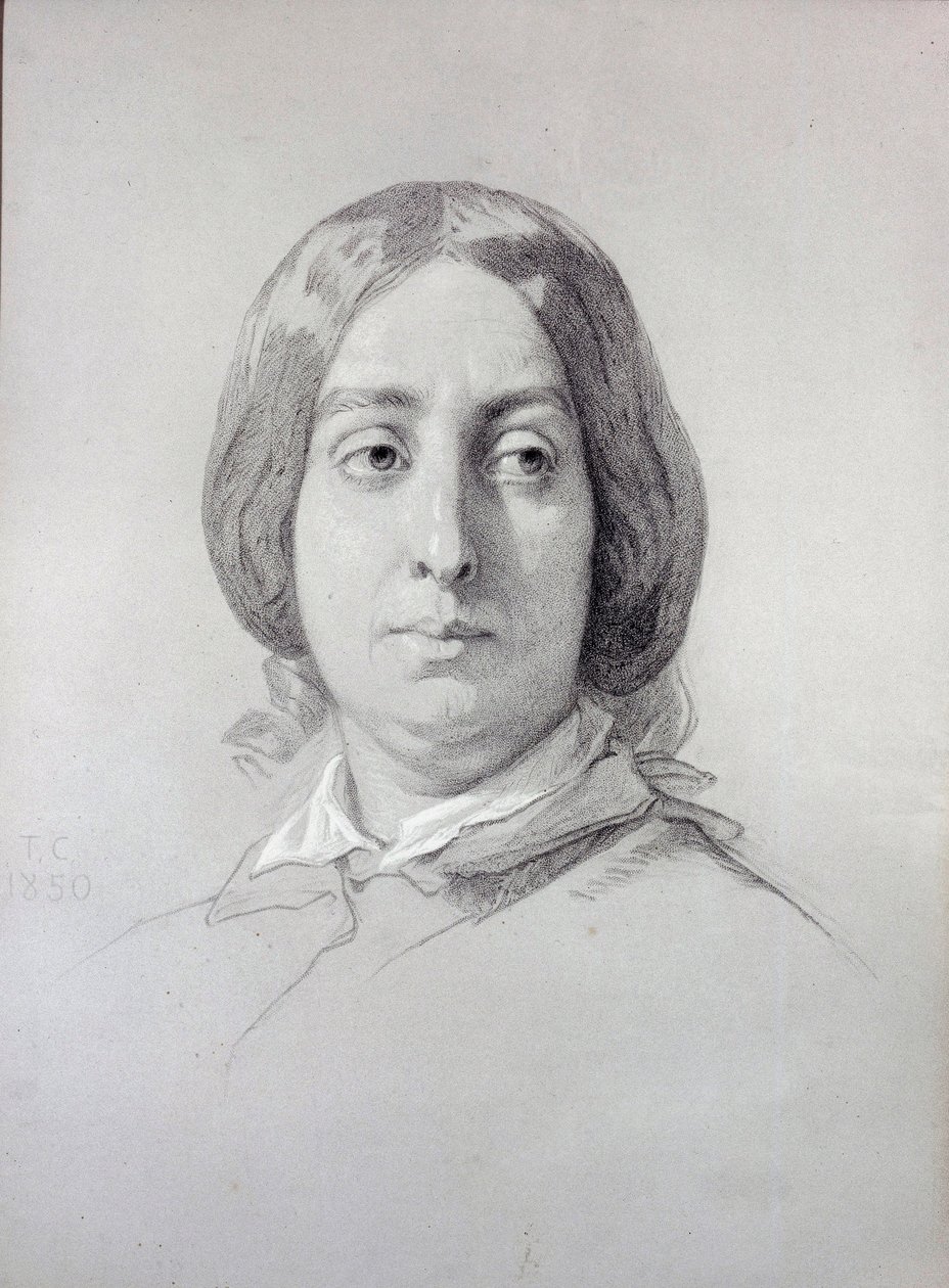 Portrett av bokstavkvinnen George Sand (1804-1876) Aurore Dupin, Baronne Dudevant Tegning av Thomas Couture (1815-1879) 1844 Paris, Museum of Romantic Life av Thomas Couture
