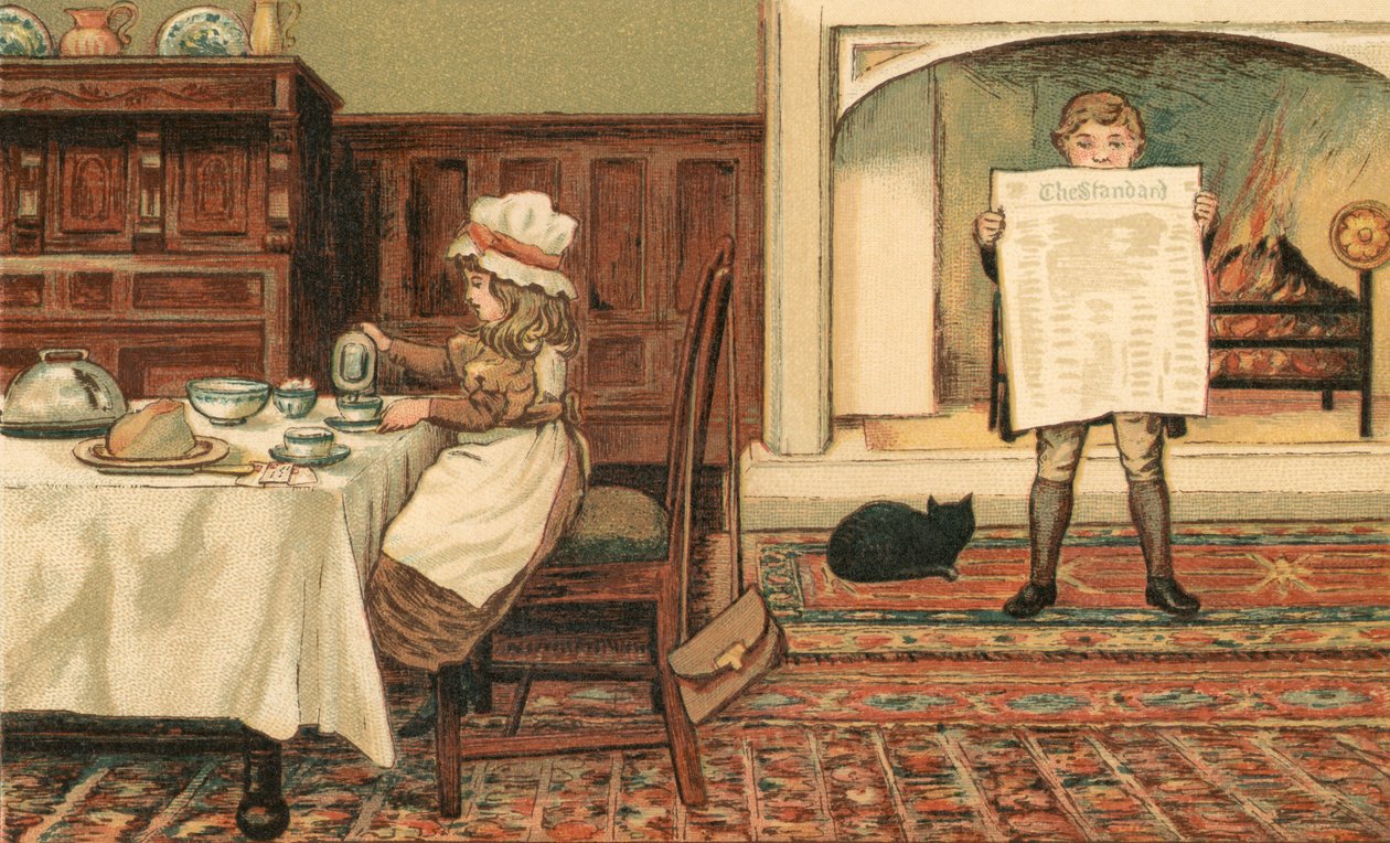 Hjemmeliv: Barn i spisestuen av Thomas Crane