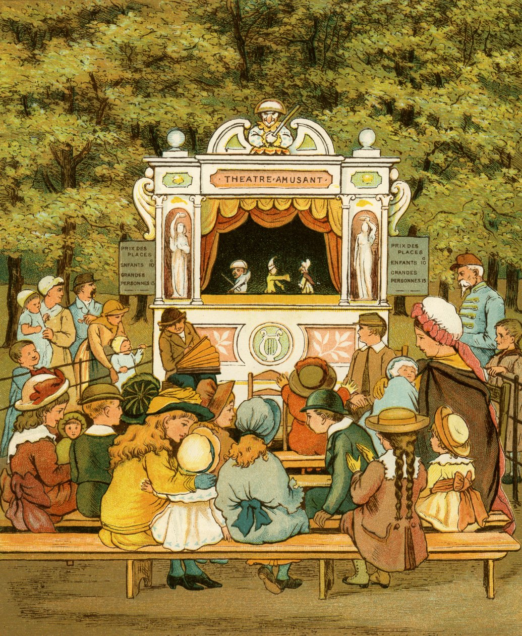 Punch og Judy-show i In the Tuileries Gardens - le jardin des Tuileries av Thomas Crane