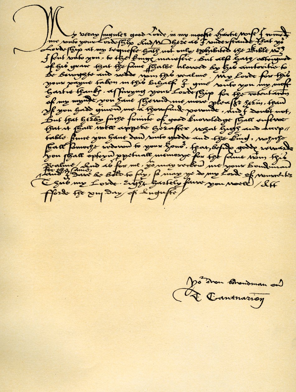 Brev fra Thomas Cranmer til Thomas Cromwell, Ford, 13. august 1537 av Thomas Cranmer