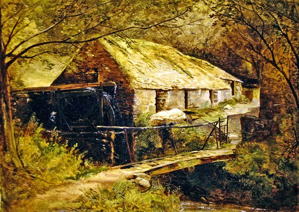 Dolgelly Mill, Nord-Wales (olje på lerret) av Thomas Creswick