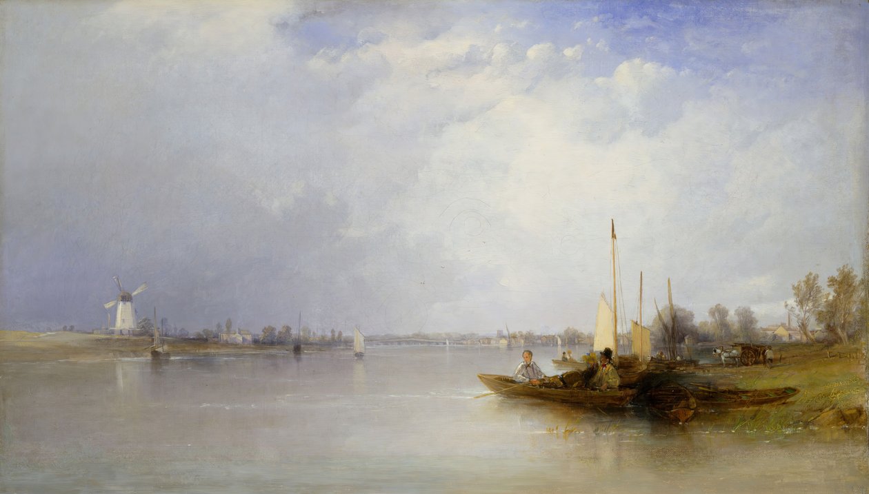 Utsikt over Themsen ved Battersea, 1834. av Thomas Creswick