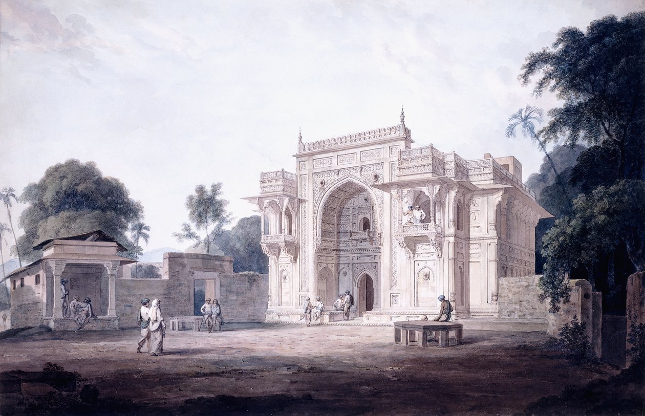 En port som fører til en moske, Chunargarh, Uttar Pradesh, S. 1789-90 av Thomas Daniell