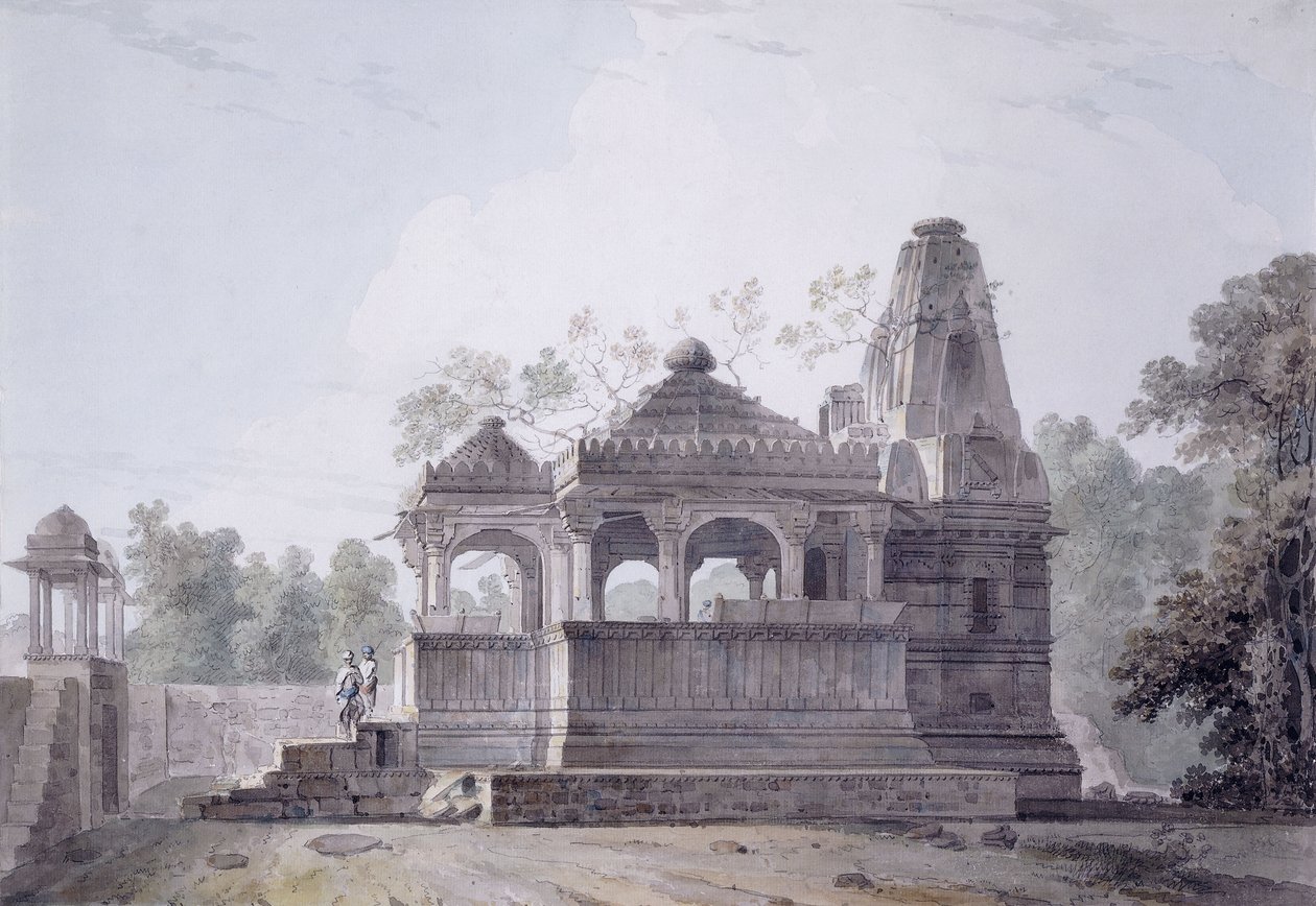 Et hinduistisk tempel i fortet Rohtas, Bihar, av Thomas Daniell