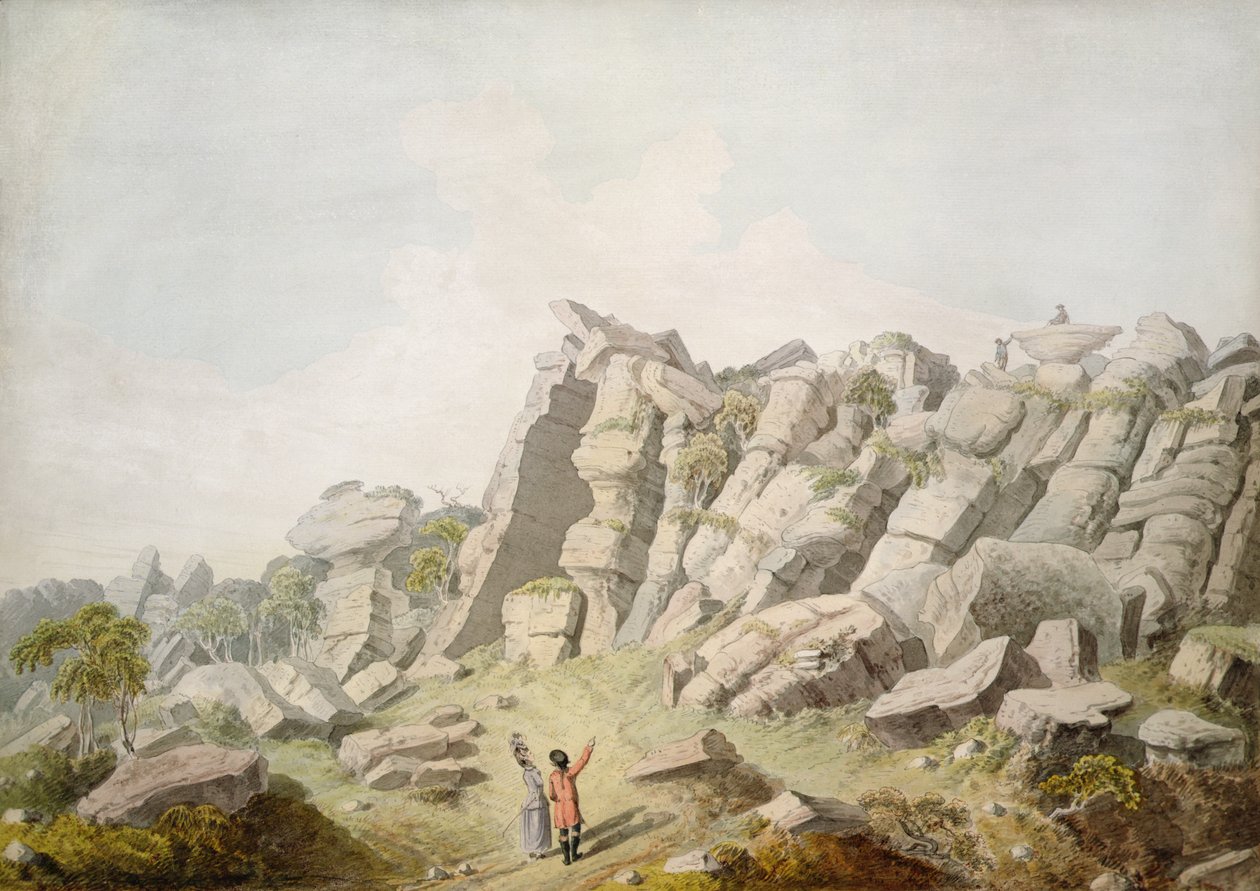 Figurer på Brimham Crags (akvarell på papir) av Thomas Daniell