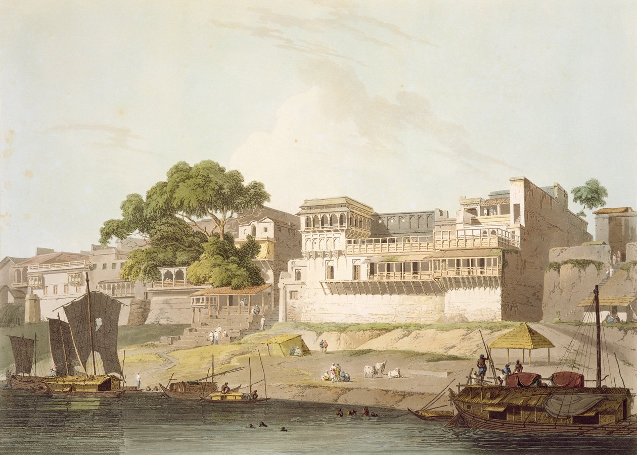 En del av byen Patna, ved elven Ganges, fra 