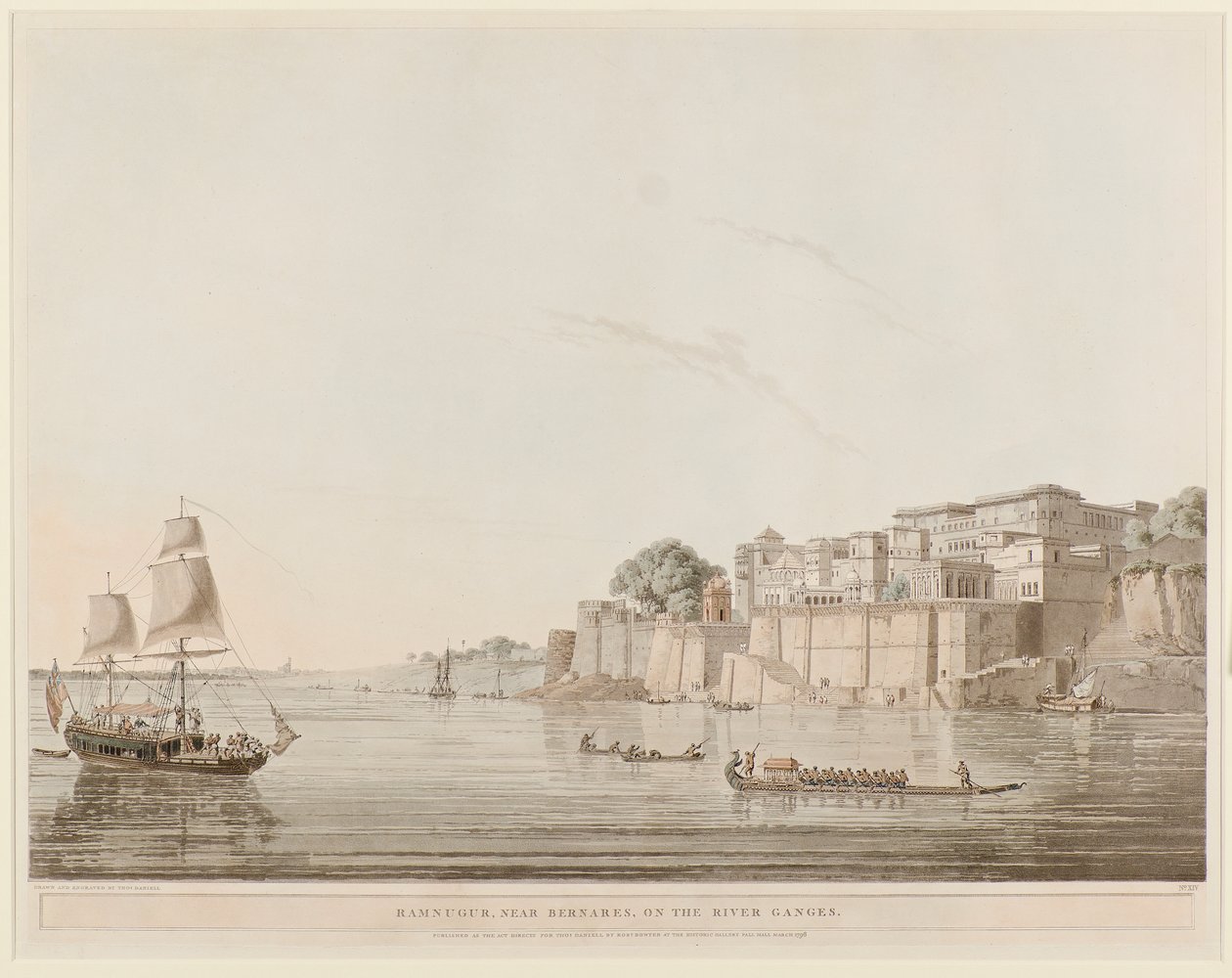Ramnagar, nær Benares, ved elven Ganges av Thomas Daniell