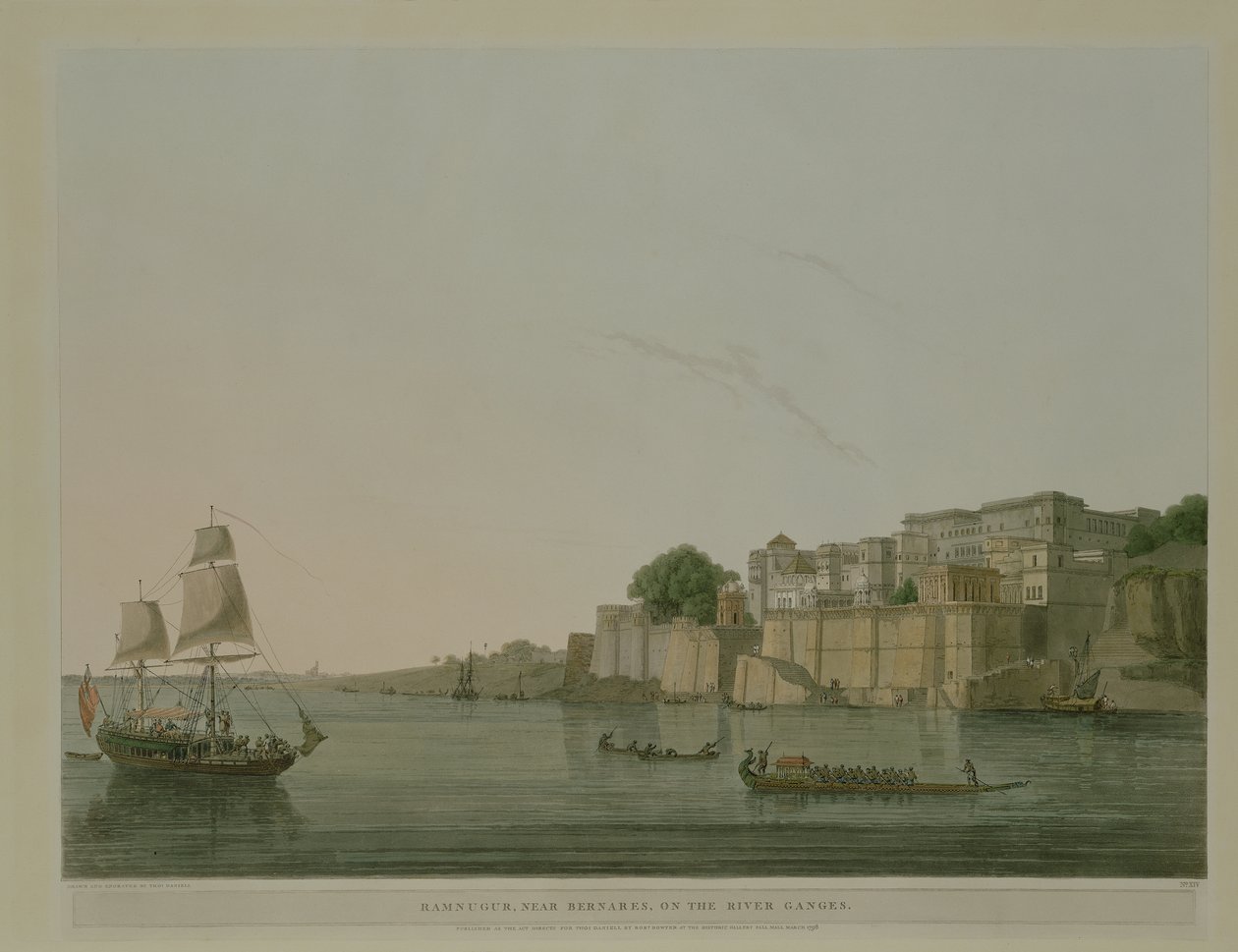 Ramnurgur, nær Benares ved elven Ganges, 1796 av Thomas Daniell