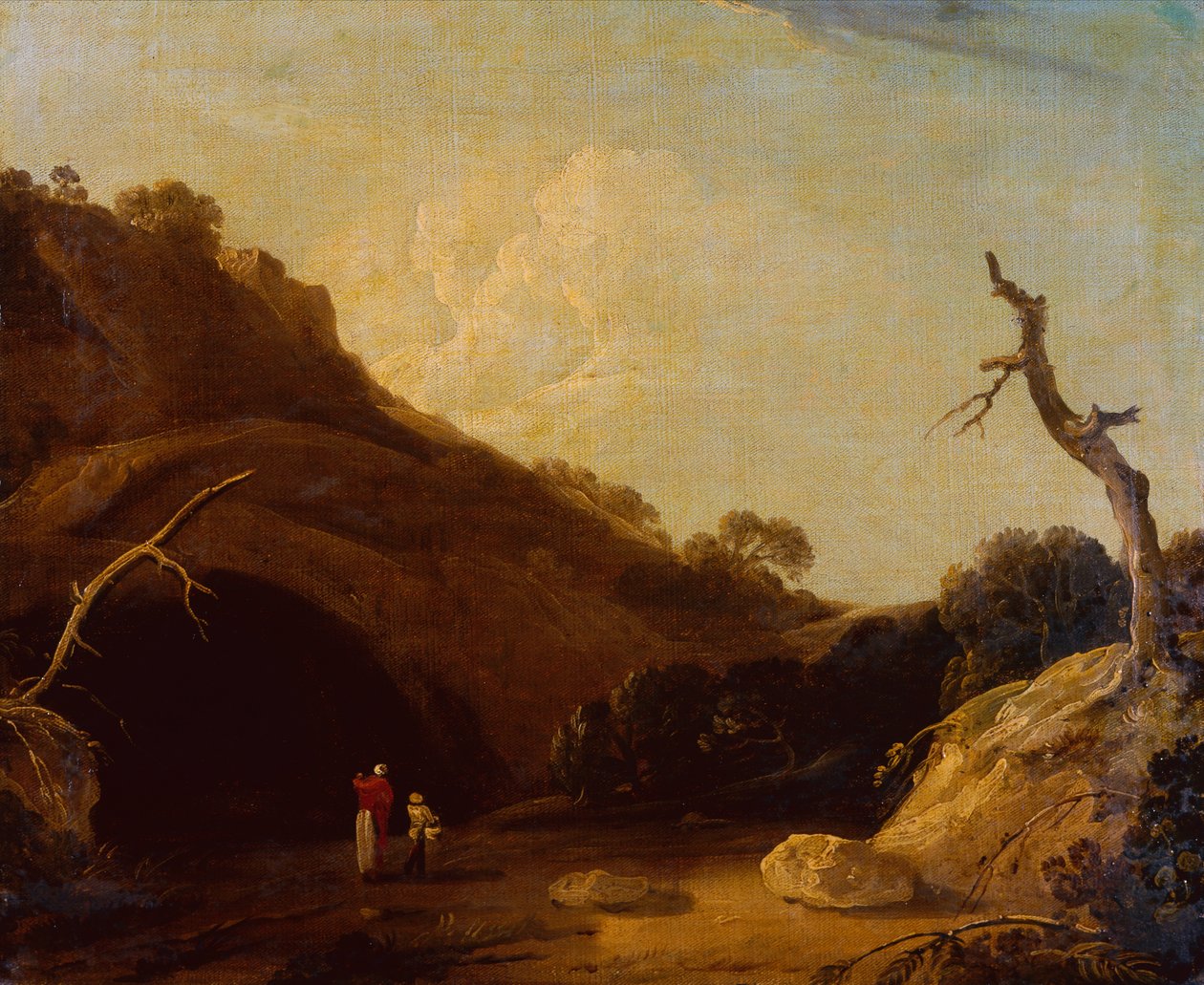Inngangen til en hule nær Gyah (olje på lerret) av Thomas Daniell