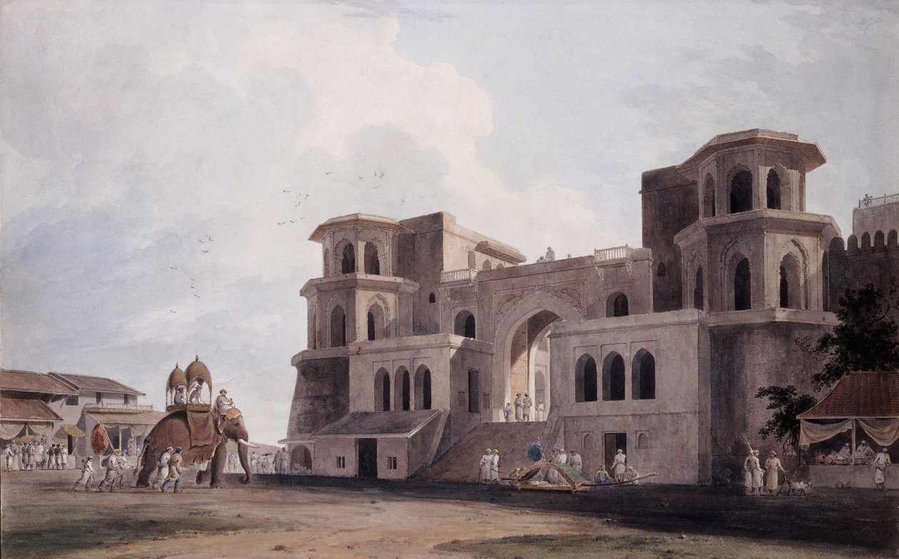 Panch Mahal-porten, Lucknow, Uttar Pradesh, ca. 1789 av Thomas Daniell