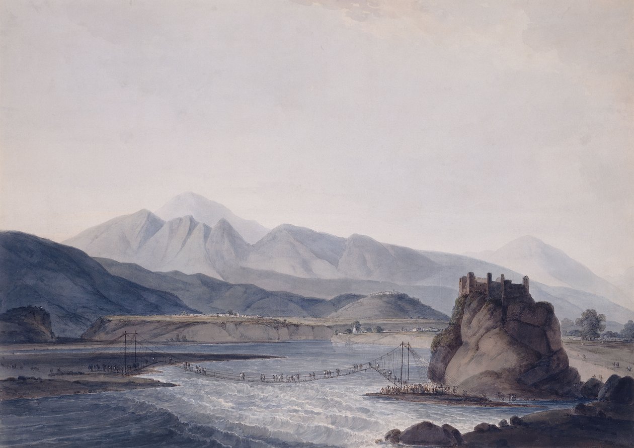 Rope Bridge, Srinagar, Garhwal, Uttar Pradesh, av Thomas Daniell