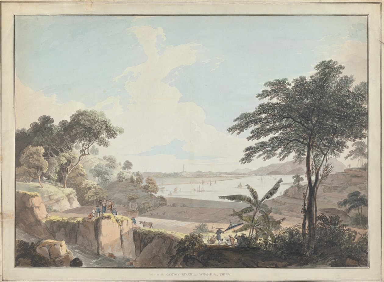 Utsikt over Canton River, nær Whampoa, Kina av Thomas Daniell