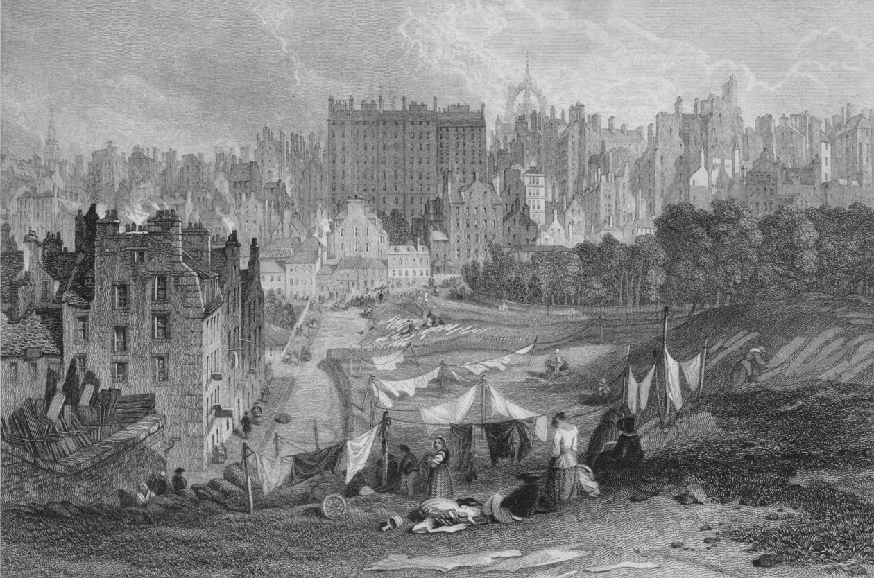 Gamlebyen i Edinburgh fra Princes Street, 1841 av Thomas Dobbie