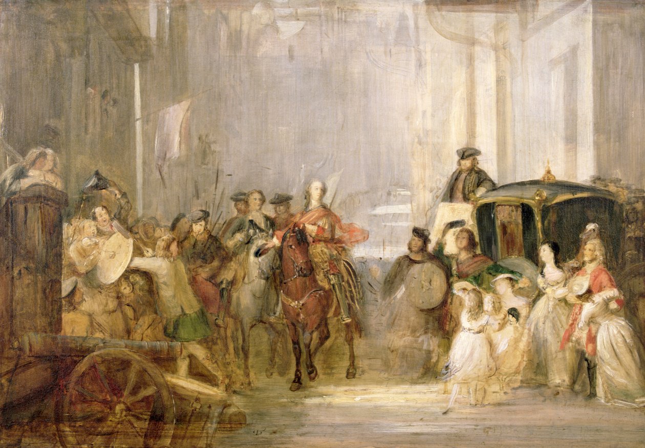 Prins Charles Edward Stuart (1720-88) på vei inn i Edinburgh (se 105437) av Thomas Duncan