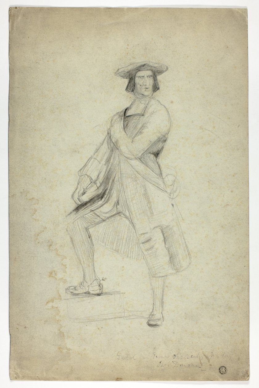Studie for stående mann med sash og slående dramatisk positur av Thomas Duncan