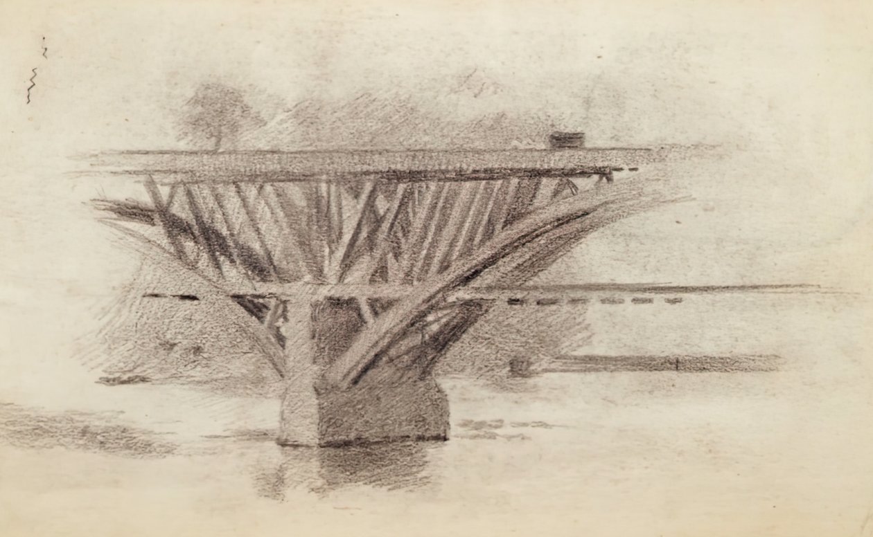 Tegning av Girard Avenue BridgeVerso Sketch Of An Oar, ca. 1871. av Thomas Eakins