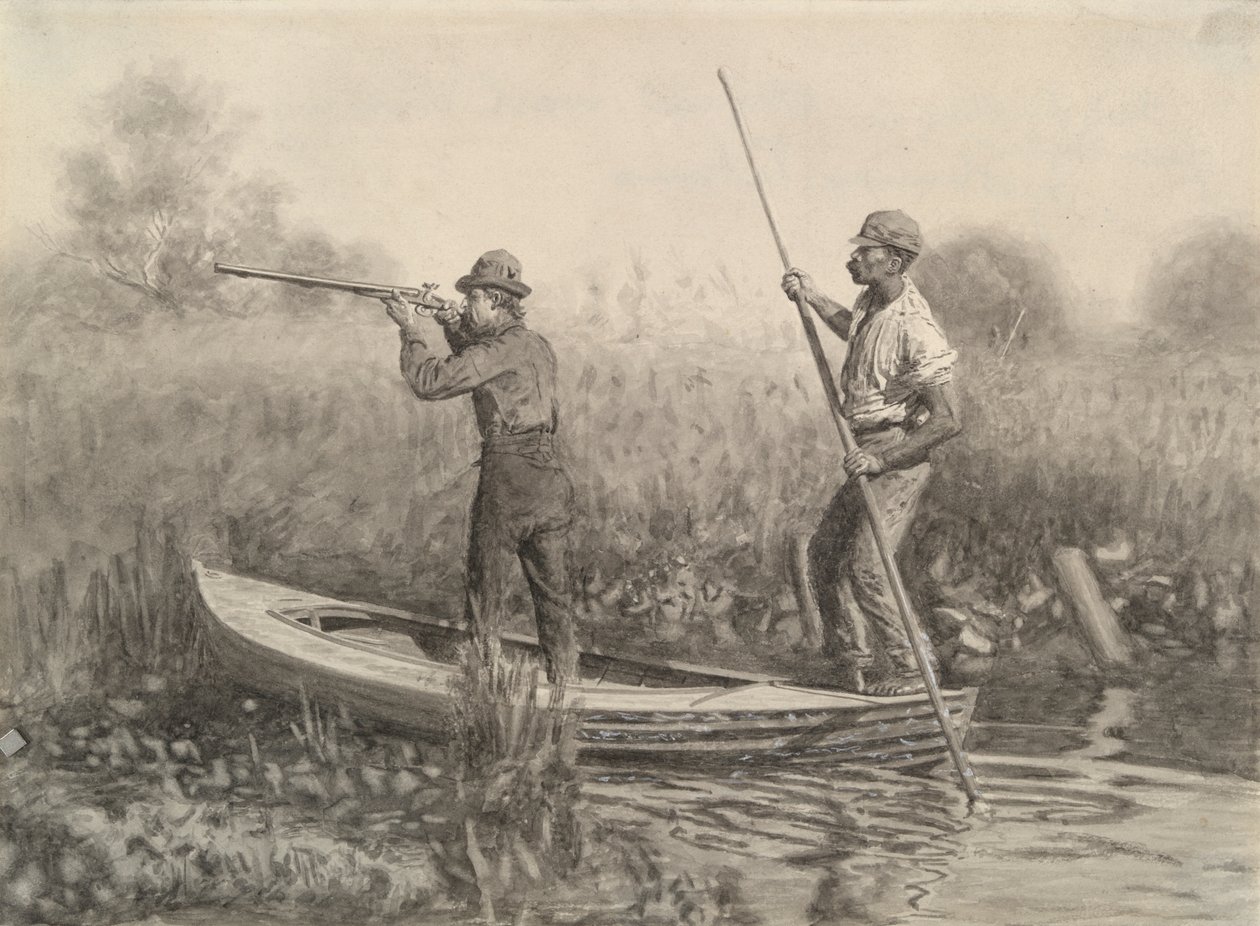 Studie for Rail Shooting from a Punt av Thomas Eakins