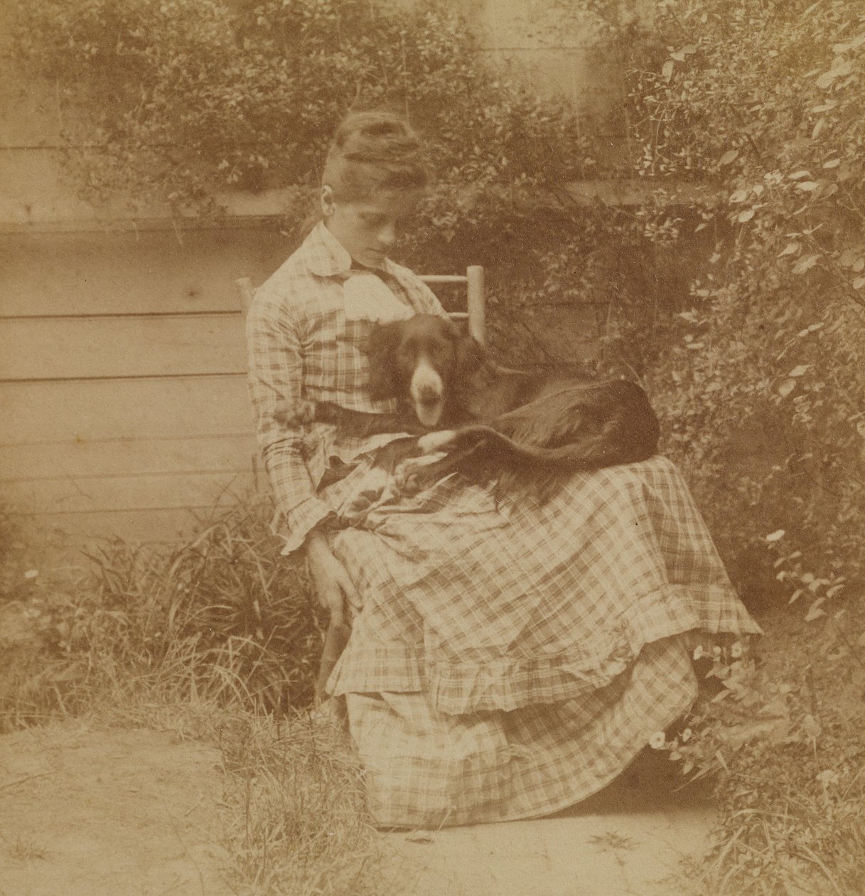 [Susan Macdowell (senere fru Thomas Eakins) med setter] av Thomas Eakins