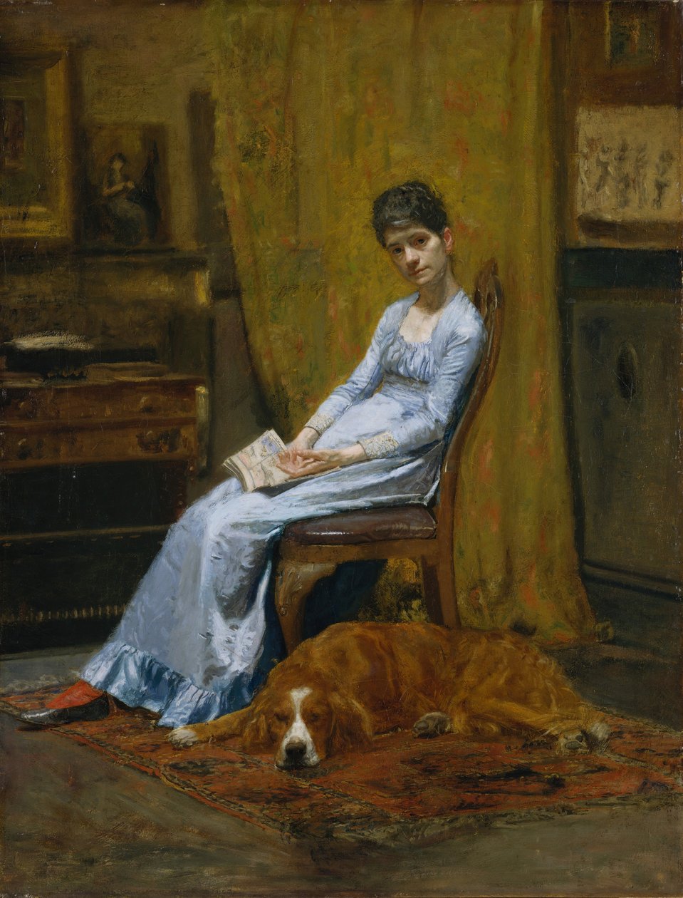 Kunstnerens kone og hans setterhund, ca. 1884-89. av Thomas Eakins