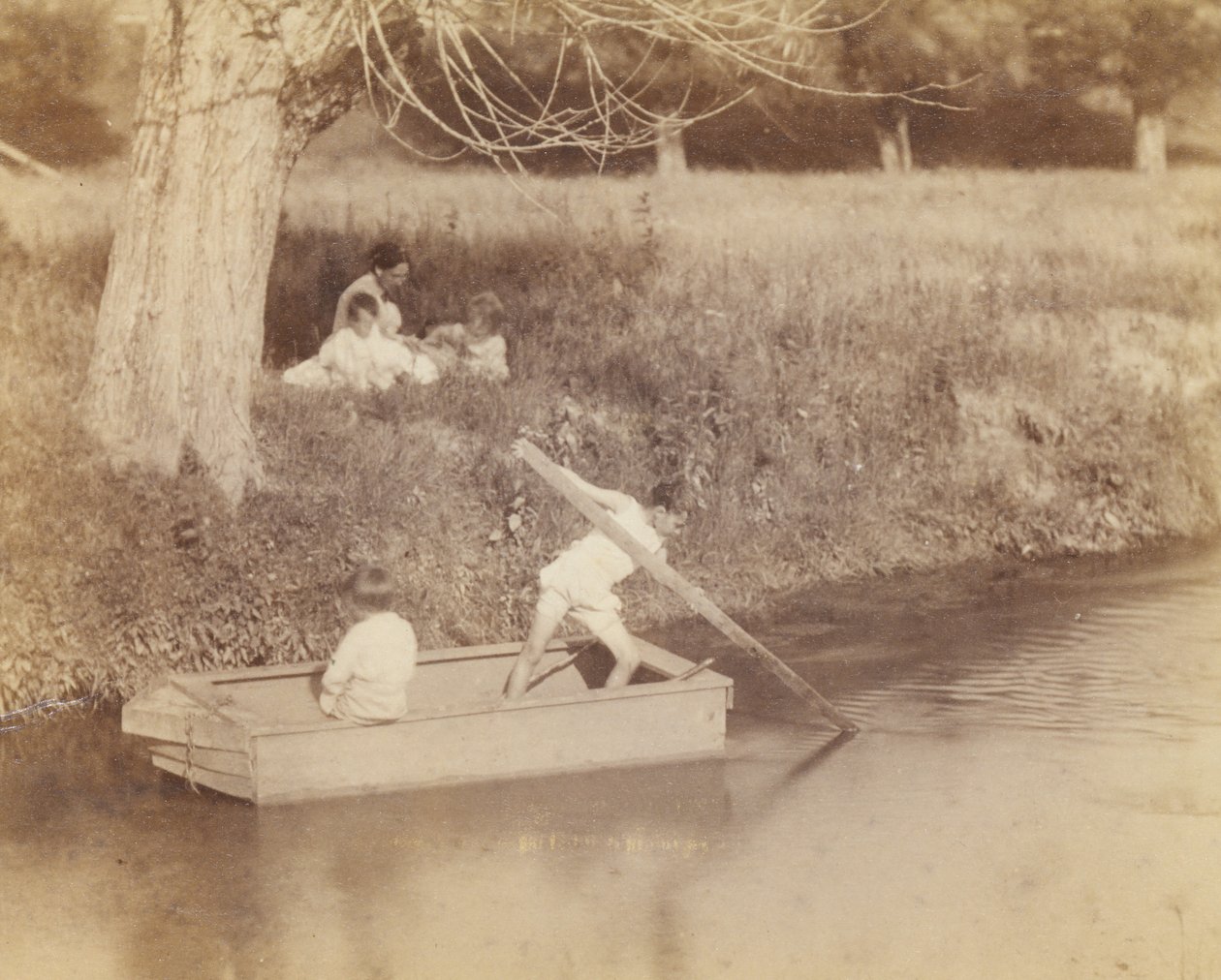 Two Boys Playing at the Creek, 4. juli 1883, 1883. av Thomas Eakins