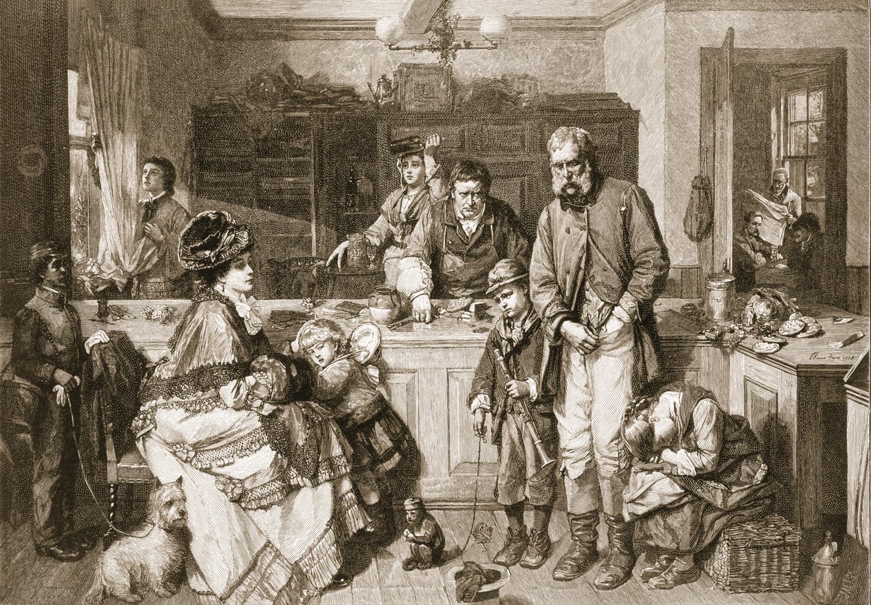 Fra hånd til munn - Han var en av de få som ikke ville tigge, pub. 1879. av Thomas Faed