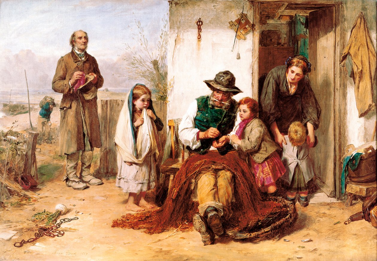 "De fattige, den fattiges venn" Maleri av Thomas Faed (1826-1900) av Thomas Faed
