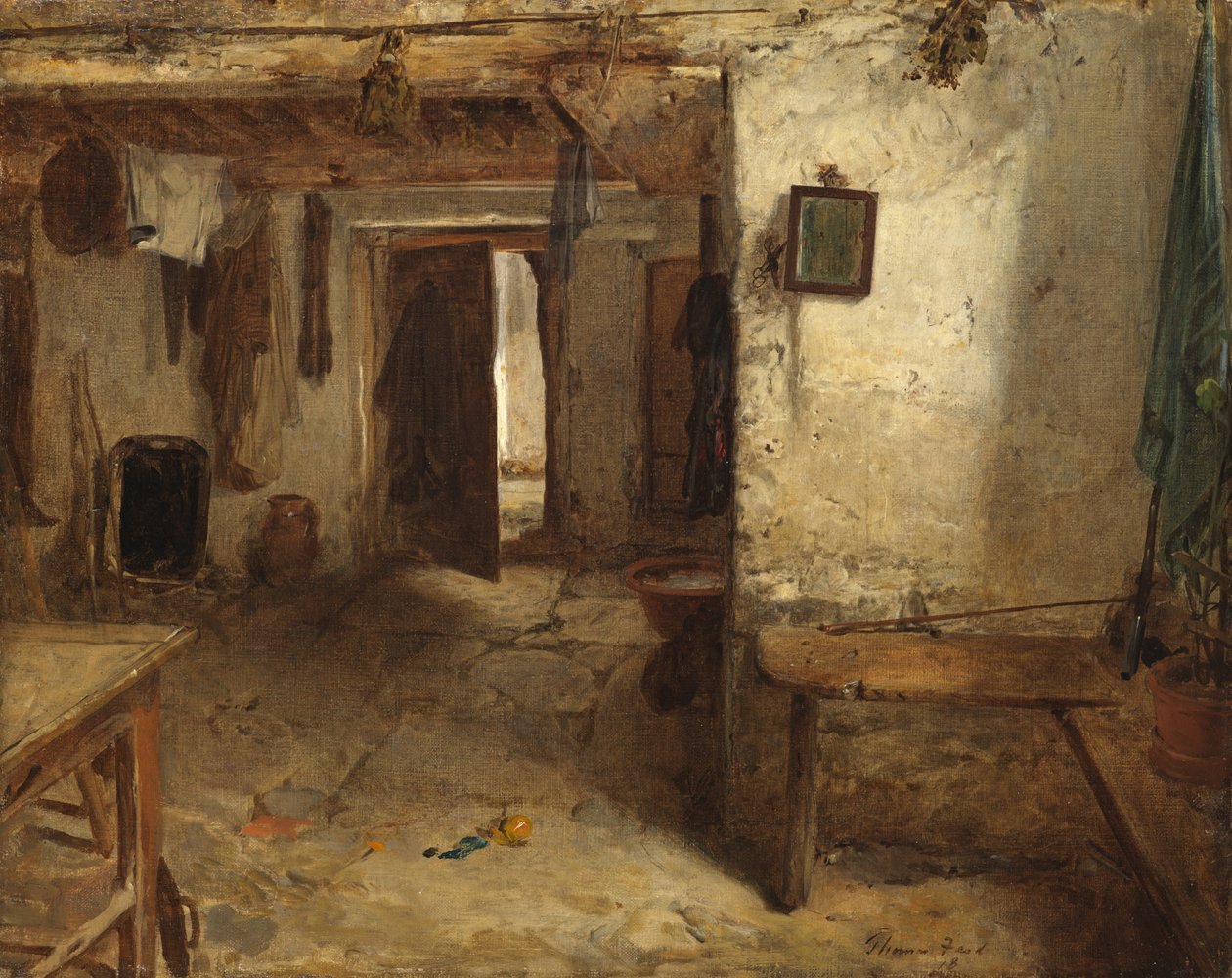 West Highland Cottage Interiør av Thomas Faed