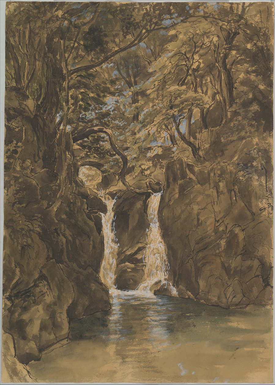 Utsikt over nedre Rydal Falls, Cumbria av Thomas Fearnley