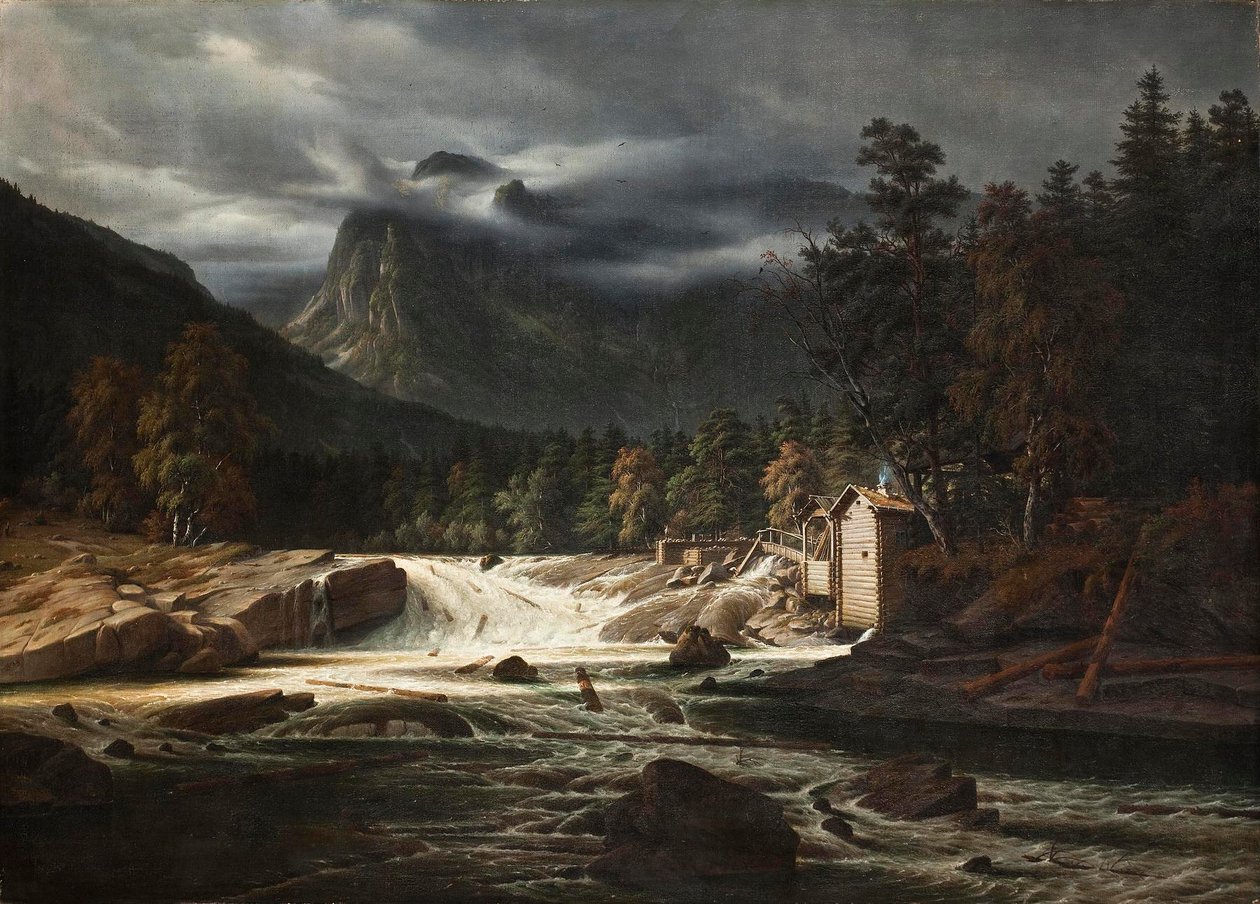 Norsk landskap, Marumfoss av Thomas Fearnley