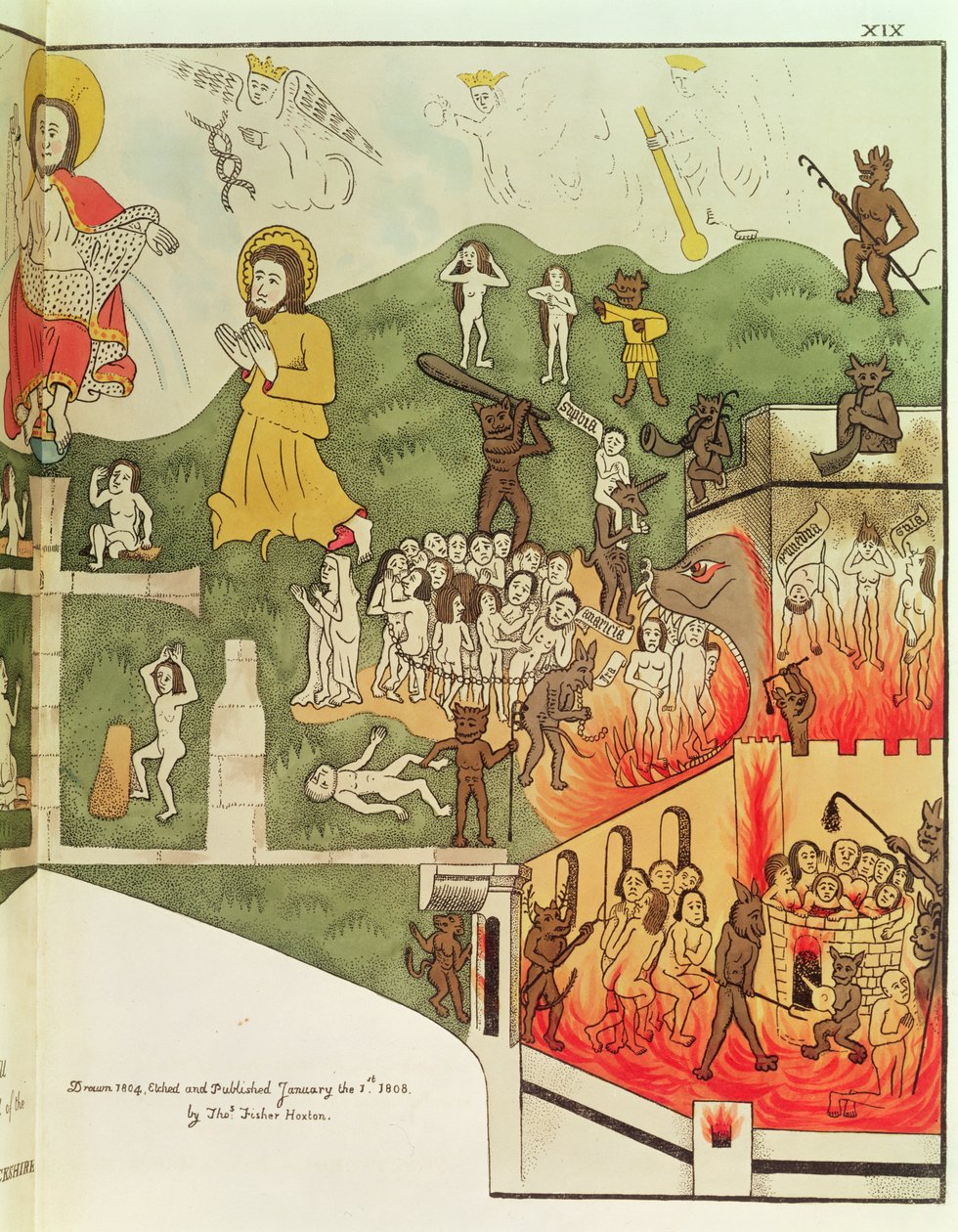 The Last Judgement, etter et originalt maleri i Chapel of the Trinity i Stratford Upon Avon, Warwickshire av Thomas Fisher Hoxton