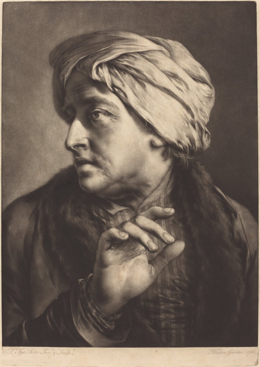 En mann med turban og stripet skjorte av Thomas Frye