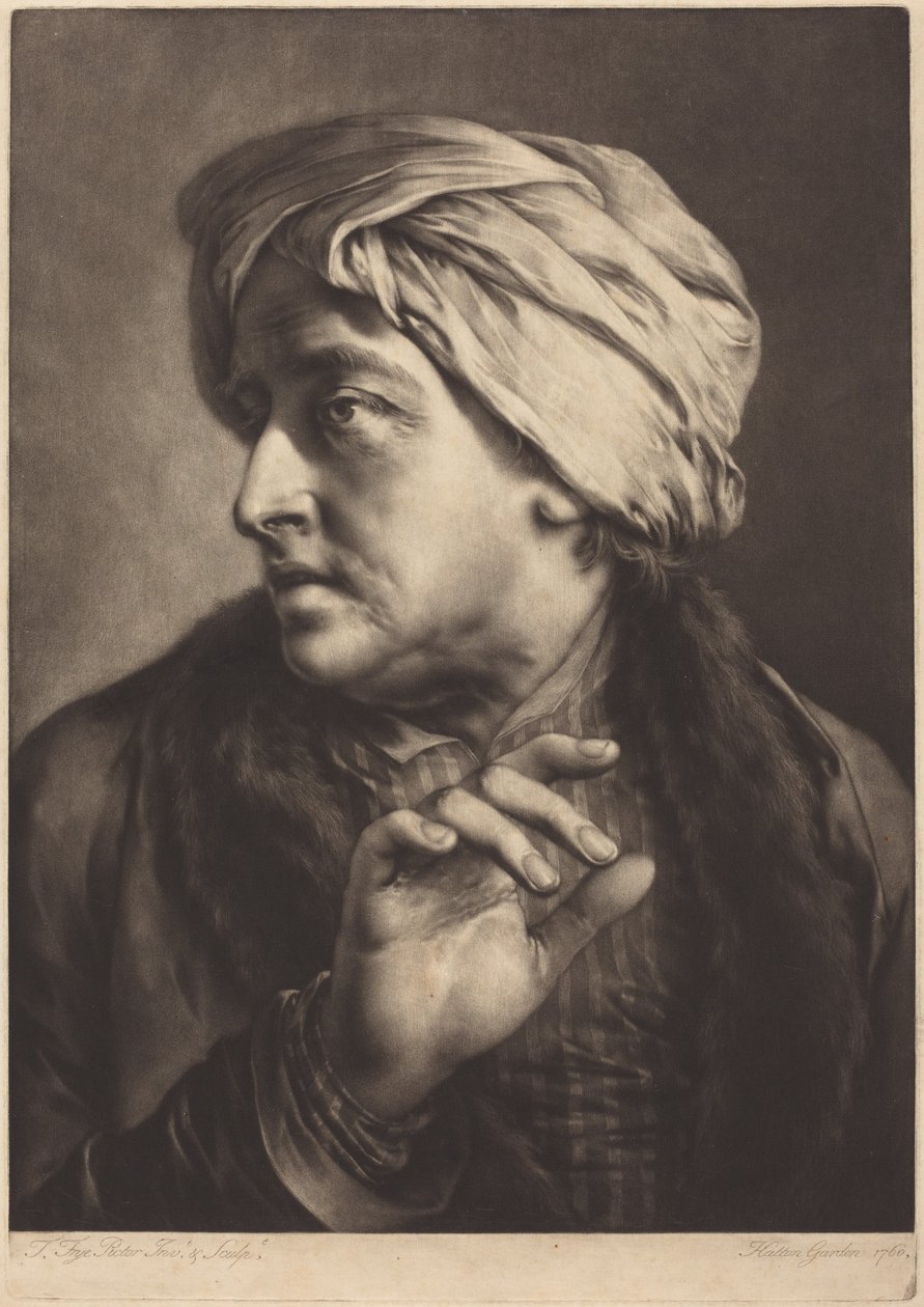En mann med turban og stripete skjorte av Thomas Frye