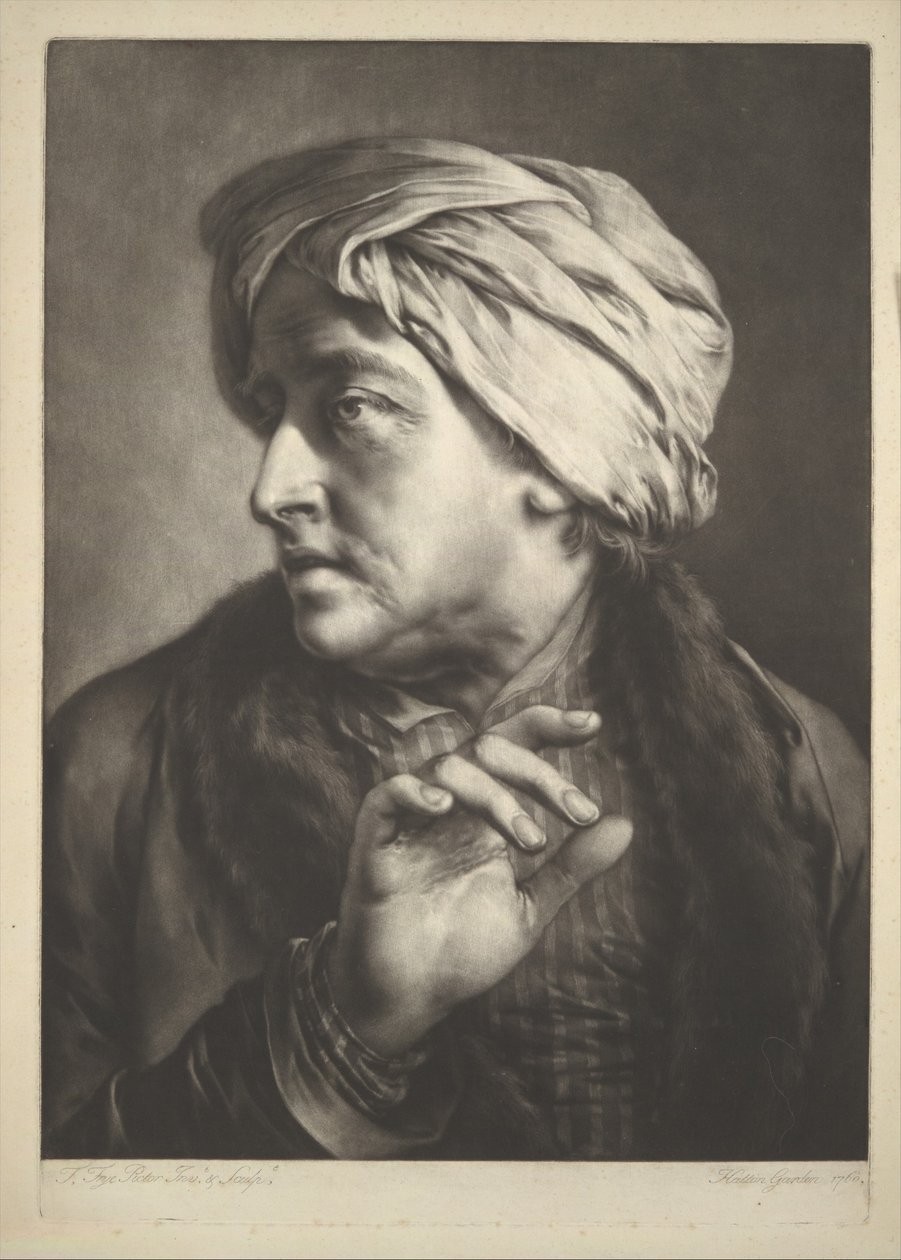 Hode av en mann med turban av Thomas Frye